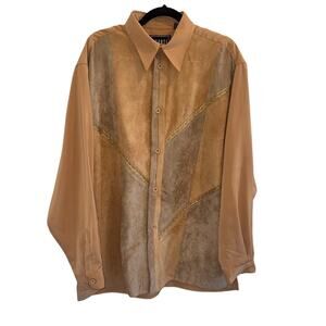 PRONTI Collection by Phita Mens Faux Suede Front Shirt Large